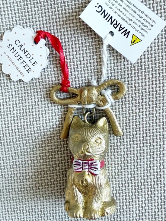 Anthropologie Gold Brass Cat Candle Snuffer - Picture 2 of 4